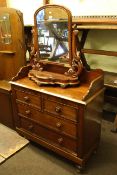 Victorian mahogany chest of two short above two long drawers with 3/4 gallery back and Victorian