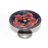 Moorcroft Pomegranate tazza with Sillustre pewter stand, impressed and painted marks, 22cm diameter.