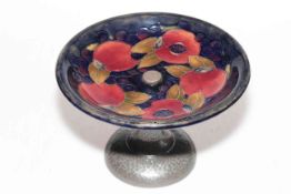 Moorcroft Pomegranate tazza with Sillustre pewter stand, impressed and painted marks, 22cm diameter.