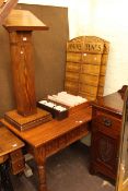 Victorian ecclesiastical pitch pine side table, pitch pine lectern,