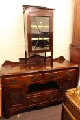 Late Victorian walnut sideboard and small mahogany astragal glazed door display cabinet (2).
