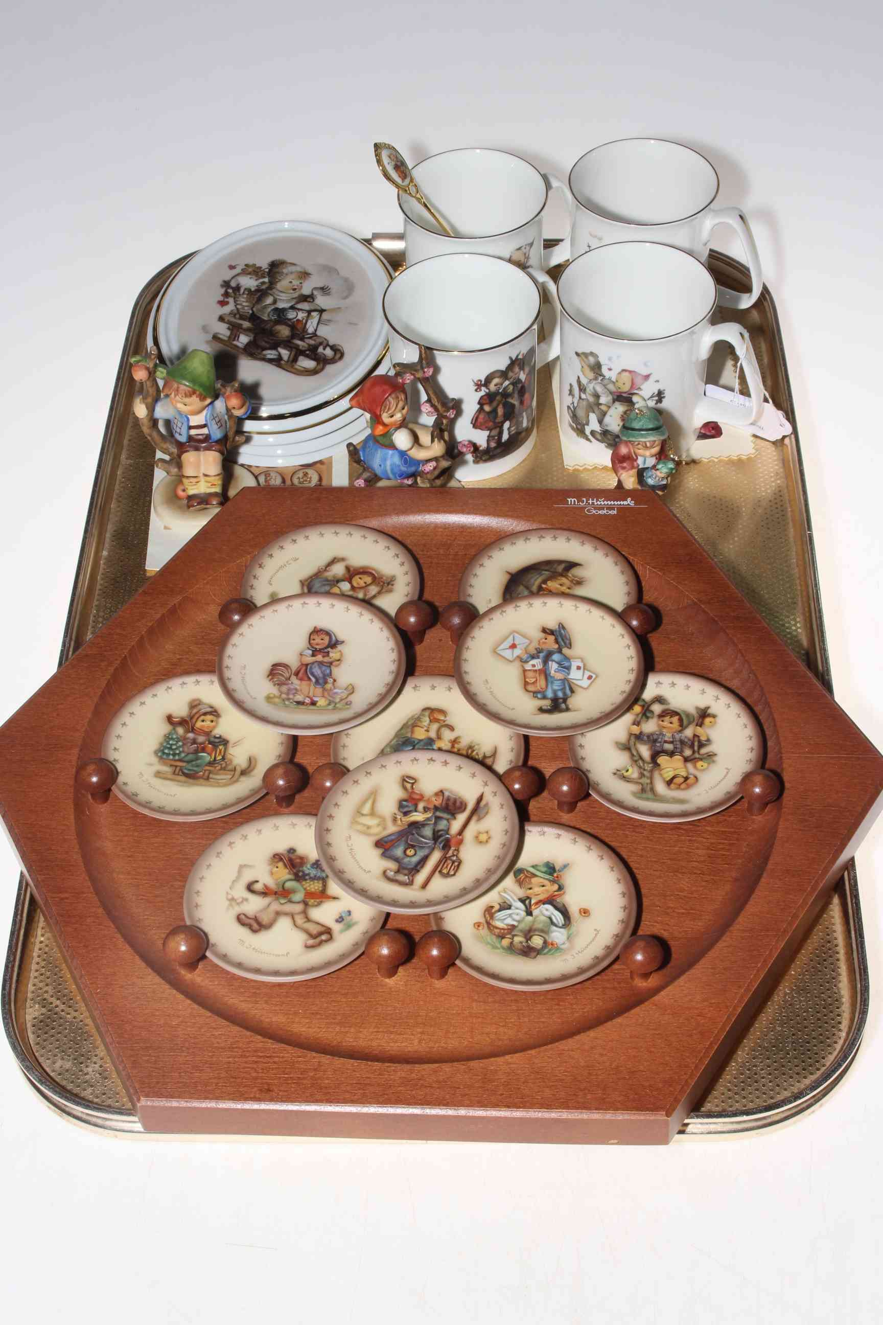 Hummel miniature plate collection, oval plaques, figures and mugs.