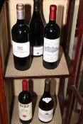 Five bottles or red wine including Chateau Pape Clement, Tignanello, Saint Emilion, etc.