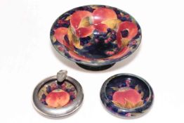 Moorcroft Pomegranate footed bowl (restored) impressed and painted marks, 21cm diameter,