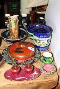 Collection of Maling wares including lustre plate, galleon powder bowl, vases, Ringtons, etc.