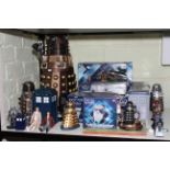 Collection of Dr Who toys including Daleks, action figures, models, etc.