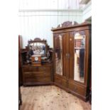 Late Victorian mahogany double mirror door wardrobe and dressing table (wardrobe 216cm by 141cm by