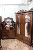 Late Victorian mahogany double mirror door wardrobe and dressing table (wardrobe 216cm by 141cm by