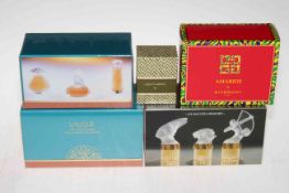 Collection of three boxed Lalique perfume miniatures, and Lentheric parfum and Givenchy soap (5).