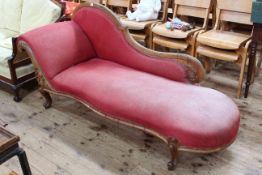 Victorian scroll end chaise longue with serpentine front seat.