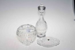 Waterford Crystal decanter, vase and dish (3).