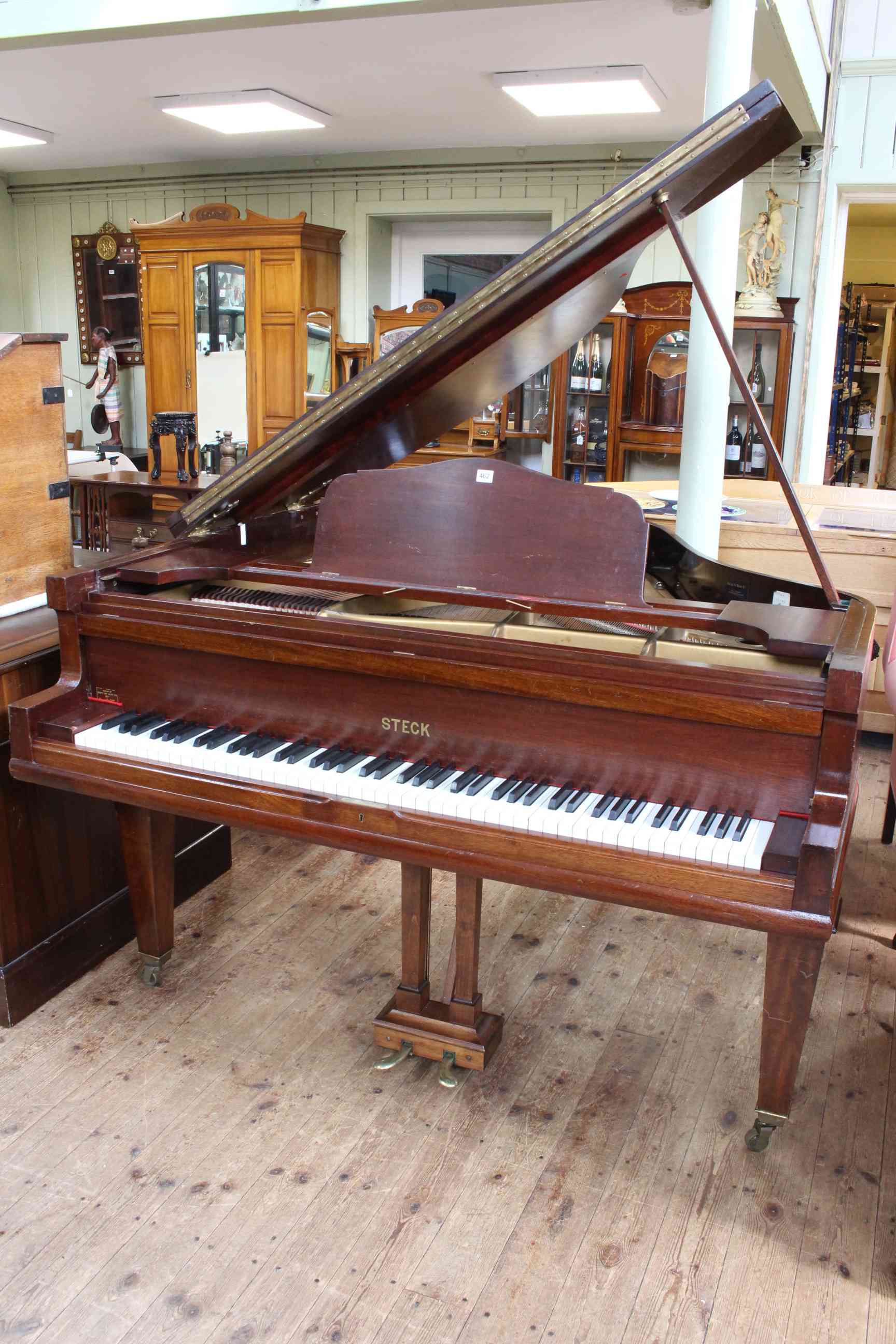 Steck mahogany cased baby grand piano, possible Serial No. 32583.