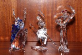 Three boxed Swarovski Dancing figures, Antonio 2003, Anna 2004 and Girl with Blue Scarf.