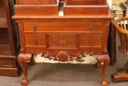 Carved Chippendale style four drawer chest, 82cm by 96cm by 47cm.