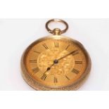 18k gold cased J.W. Benson, London, fob watch, 4cm diameter.