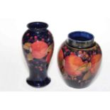 Moorcroft Pomegranate ginger jar (lacking lid), 79cm, together with Pomegranate vase (restored),