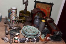 Oriental porcelain, trench art, coffee grinders, Kodak and Ensign cameras, clocks, tins, etc.