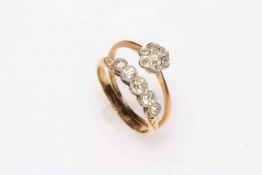 Diamond five stone 18 carat gold ring, size N,