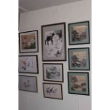 Collection of nine framed 20th century Chinese watercolours and silks.