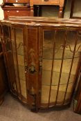 Walnut chinoiserie two door china cabinet and oak hallstand (2).