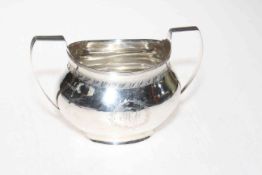 Early Victorian Newcastle silver sugar basin with engraved band and thread rim, John Walton,
