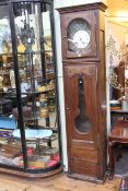 French double weight longcase clock having enamelled and painted dial, 215.5cm by 56cm.