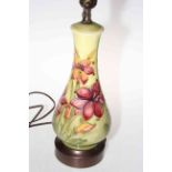 Moorcroft Pottery Freesia table lamp, 36cm to top of vase.