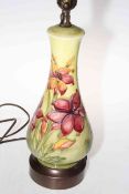 Moorcroft Pottery Freesia table lamp, 36cm to top of vase.