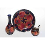 Moorcroft Pomegranate preserve pot with EPNS lid, 9cm to top of lid,