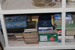 Vintage books including annuals, Bohemia crystal, jigsaws, board games, bowls, etc.