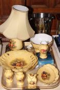 Aynsley Orchard Gold, ten pieces including table lamp, together with Laurent-Perrier bucket.
