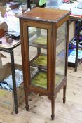 Slim Edwardian mahogany and line inlaid island display cabinet, 101cm by 36cm by 35cm.