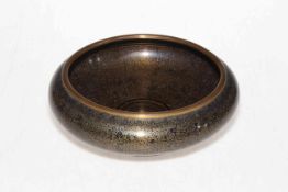 Chinese cloisonne black enamel bowl, 20cm diameter.