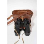 WWII Military binoculars, BINO PRISM No.5, Mark 4, with leather case (the property of Capt. J.V.