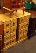 Pair pine four drawer pedestal chests, 81.5cm by 41cm by 40.5cm.