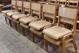 Twelve vintage Tecta (Tecta, Great Yarmouth, England) wooden stacking chairs by Stafford, 1950's.