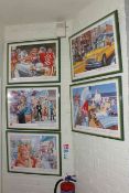 Set of five framed 1980's Virgin Travel posters.