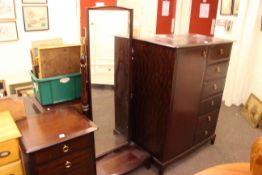 Stag Minstrel six drawer combination wardrobe, four drawer pedestal chest and cheval mirror (3).