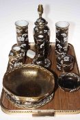 Maling Cetam Ware 'Old Hylton' table lamp, pair of vases, plates, bowls, candlesticks, etc.