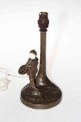 Art Deco bronze and ivory table lamp by Peter Tereszczuk, modelled with young Pierrot with mandolin,