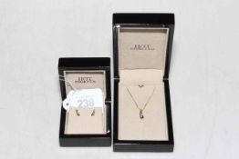 Hot Diamonds 9 carat gold necklace and earrings, boxed.