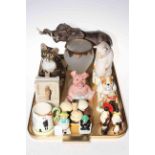 Beswick Elephant, Winstanley Cat size 3, Sylvac Horse bookends, Royal Doulton Bulldog,