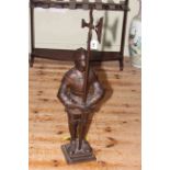 Cast metal knight poker stand, 93cm high.