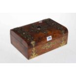 Vintage walnut and brass inlaid writing box, 28cm.