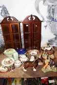Two small corner display cabinets, Border Fine Art and other animal groups,