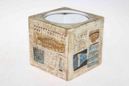 Troika square box vase, marked Troika, St. Ives, England and monogram possibly Honor Curtis, 15cm.