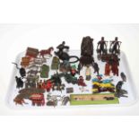 Collection of lead and metal animal figures, Dinky and Corgi military vehicles,