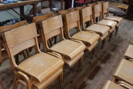 Twelve vintage Tecta (Tecta, Great Yarmouth, England) wooden stacking chairs by Stafford, 1950's.