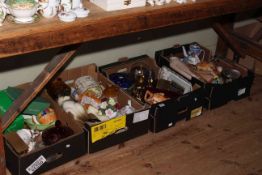 Four boxes of porcelain and glass including Beswick, Nao, ruby glass, etc.
