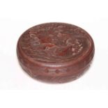 Antique Chinese Cinnabar box and cover, 26cm diameter.